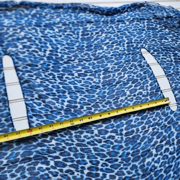 Tommy Bahamas Women Shawl Wrap Poncho Open Front Cape BLUE Leopard Lightweight - Picture 7 of 12